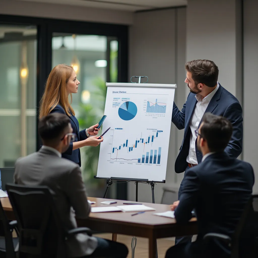 Sesión de estrategia financiera con clientes en nuestra sala de reuniones.